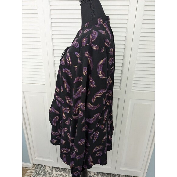 LANE BRYANT Top Women's Plus Sz 22 Blouse Black Purple Laceup Boho Peasant Shirt - Picture 9 of 15